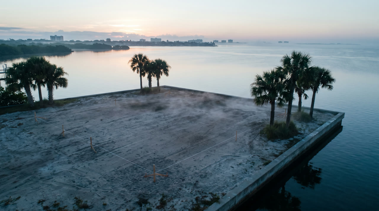The bare waterfront lot